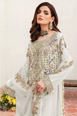 Anaita White Multicolor Thread Embroidered Pakistani Salwar Suit for Women 3