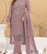 Purple embroidered faux georgette semi stitched salwar suit