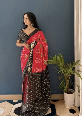Pure Cotton Women'S Sarees,Block Printed Cotton Sarees,Trendy Cotton Sarees ,Cotton Sarees In Jetpur, Mill Print Saree 2