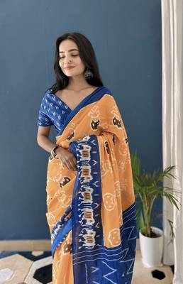 Pure Cotton Women'S Sarees,Block Printed Cotton Sarees,Trendy Cotton Sarees ,Cotton Sarees In Jetpur, Mill Print Saree 4