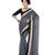 Grey plain chiffon saree with blouse