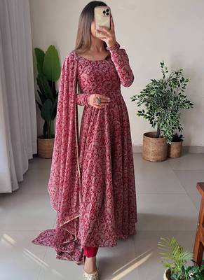 Maroon Georgette Designer Anarkali Salwar Kameez 1