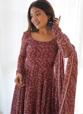 Maroon Georgette Designer Anarkali Salwar Kameez 2