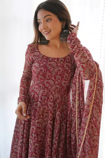 Maroon Georgette Designer Anarkali Salwar Kameez