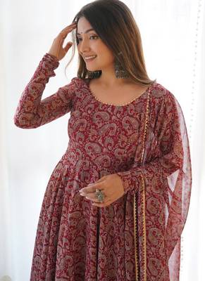 Maroon Georgette Designer Anarkali Salwar Kameez 3