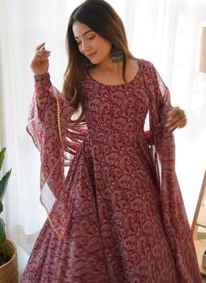Maroon Georgette Designer Anarkali Salwar Kameez 4