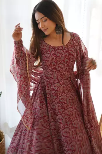 Maroon Georgette Designer Anarkali Salwar Kameez
