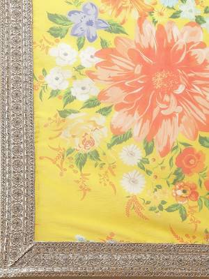 YELLOW & ORANGE COLORED DORI, ZARI, AND SEQUINS EMBROIDERED & DIGITAL FLORAL PRINTED ORGANZA PARTY WEAR LEHENGA 7
