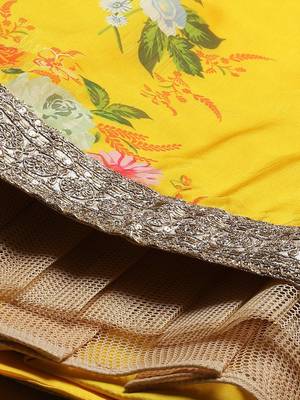 YELLOW & ORANGE COLORED DORI, ZARI, AND SEQUINS EMBROIDERED & DIGITAL FLORAL PRINTED ORGANZA PARTY WEAR LEHENGA 8