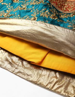 EYE CATCHING YELLOW EMBROIDERED BANARASI SILK SEMI STITCHED WEDDING PARTY WEAR LEHENGA WITH DUPATTA 7