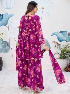 Purpla Georgette Designer Palazzo Salwar Kameez 3