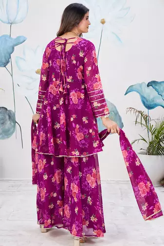 Purpla Georgette Designer Palazzo Salwar Kameez