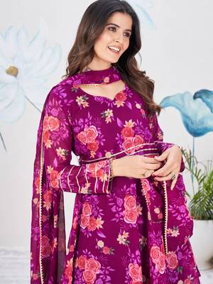 Purpla Georgette Designer Palazzo Salwar Kameez 4