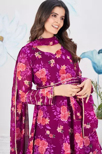 Purpla Georgette Designer Palazzo Salwar Kameez