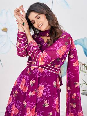 Purpla Georgette Designer Palazzo Salwar Kameez 5