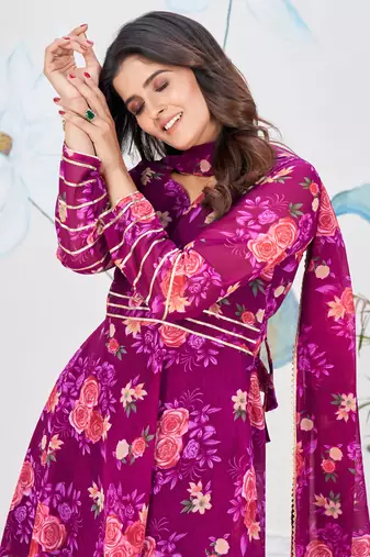 Purpla Georgette Designer Palazzo Salwar Kameez