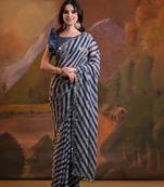 Black Rajasthani Leheriya Printed Foil Mirror Work Ethnic Classy Saree