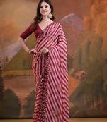 Maroon Rajasthani Leheriya Printed Foil Mirror Work Ethnic Classy Saree