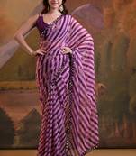 Wine Rajasthani Leheriya Printed Foil Mirror Work Ethnic Classy Saree