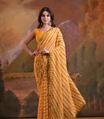 Yellow Rajasthani Leheriya Printed Foil Mirror Work Ethnic Classy Saree