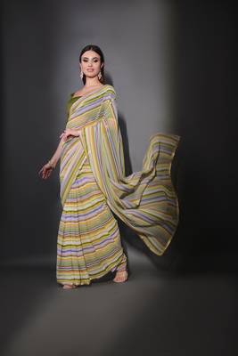 Multi Georgette c Trendy Girlish Style Partywear Saree With Sequins Work 4