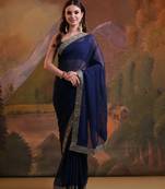  Partywear Blue Saree Georgette c Graceful Ethnic Looks