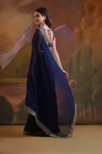  Partywear Blue Saree Georgette c Graceful Ethnic Looks