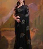 Bollywood Fashion Sequins Work Black Partywear Graceful Girlish Saree