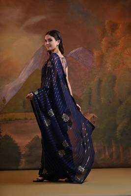  Fashion Sequins Work Blue Partywear Graceful Girlish Saree 2