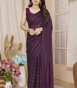 ready to wear wine saree with sparkling bollywood style looks