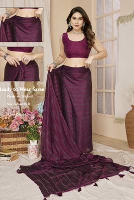 ready made wine saree with sparkling style looks 3
