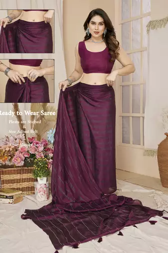 ready made wine saree with sparkling style looks