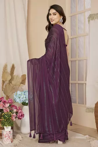 ready made wine saree with sparkling style looks