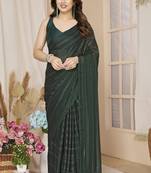 ready to wear green saree with sparkling bollywood style looks