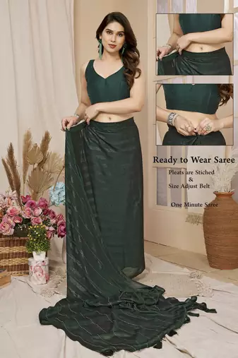 ready made green saree with sparkling style looks