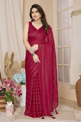 pre-stitched pink saree with sparkling style looks 1