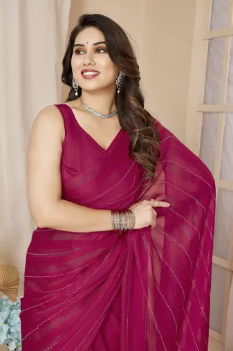 pre-stitched pink saree with sparkling style looks