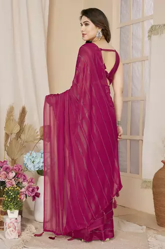 pre-stitched pink saree with sparkling style looks