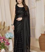 ready to wear black saree with sparkling bollywood style looks