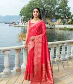 Red Premium Soft Silk Zari Woven Saree Festive Wear
