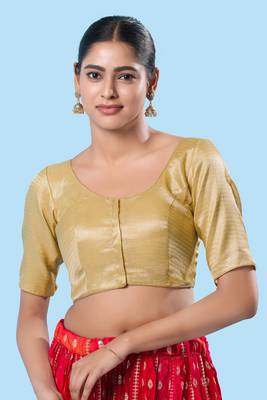 Mmore Gold Shimmer Padded Blouse - Elegant Women's Partywear Blouse 1