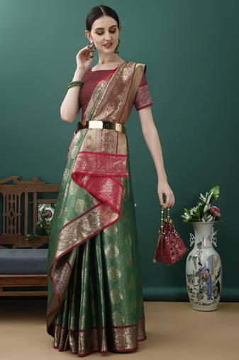 Green Woven Design Kanjeewaram Silk Zari Work Saree