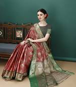 Maroon Woven Design Kanjeewaram Silk Zari Work Saree