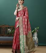 Pink Woven Design Kanjeewaram Silk Zari Work Saree