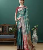 Turquoise Woven Design Kanjeewaram Silk Zari Work Saree
