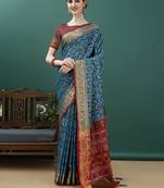 Blue Patola Woven Design Art Silk Zari Work Saree