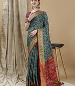 Green Patola Woven Design Art Silk Zari Work Saree