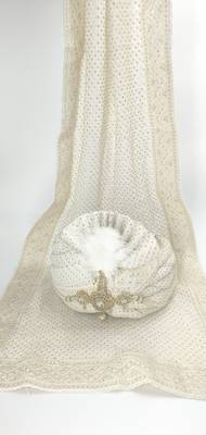 OFFWHITE EMBROIDERY SAFA TURBAN WITH DUPATTA 2