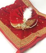 RED EMBRODIERY GROOM SAFA TURBAN WITH DUPATTA