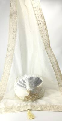 OFFWHITE WEDDING SAFA TURBAN WITH DUPATTA 2